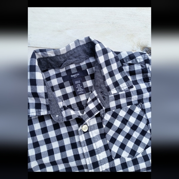 Gap Kids Toddler Boys Plaid Button Up Dress Shirt Long Sleeve Blue White Size 4 - Picture 3 of 4